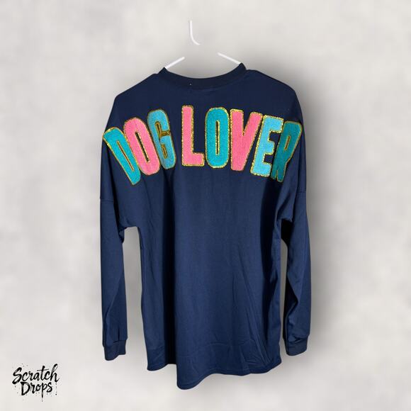 Simply Southern Women's Medium Long Sleeve Shirt Navy Blue Pink Paw Print NWT - Picture 3 of 3